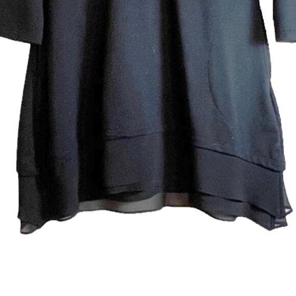 LOGO Lounge Black Jersey Knit V-Neck Tunic 3/4 Sleeve & Sheer Ruffle Bottom XXS - Picture 5 of 7